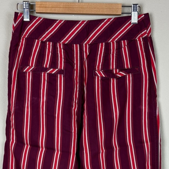 Free People Red/Burgundy/Cream Striped Pants; Size 6 - Picture 6 of 12